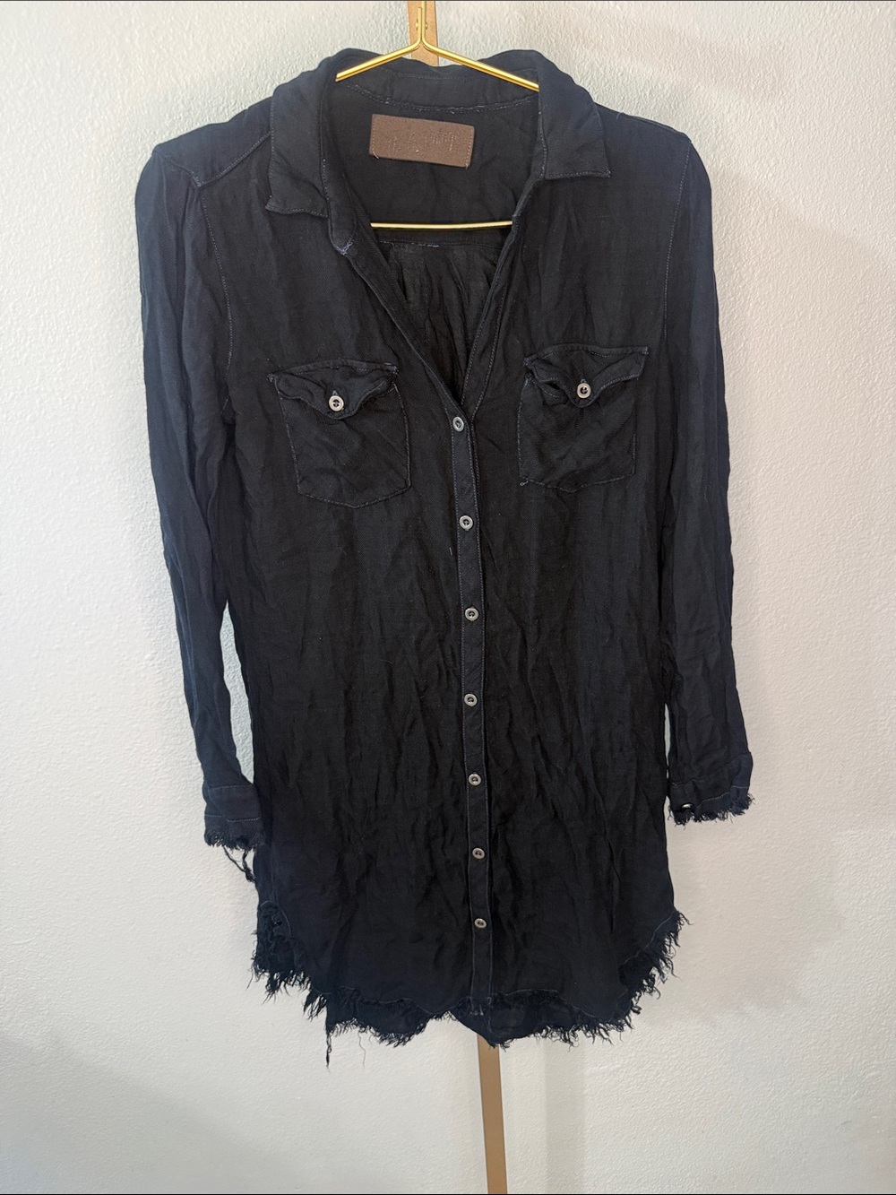 Black Button-Front Women's Shirt dress- small- NWOT